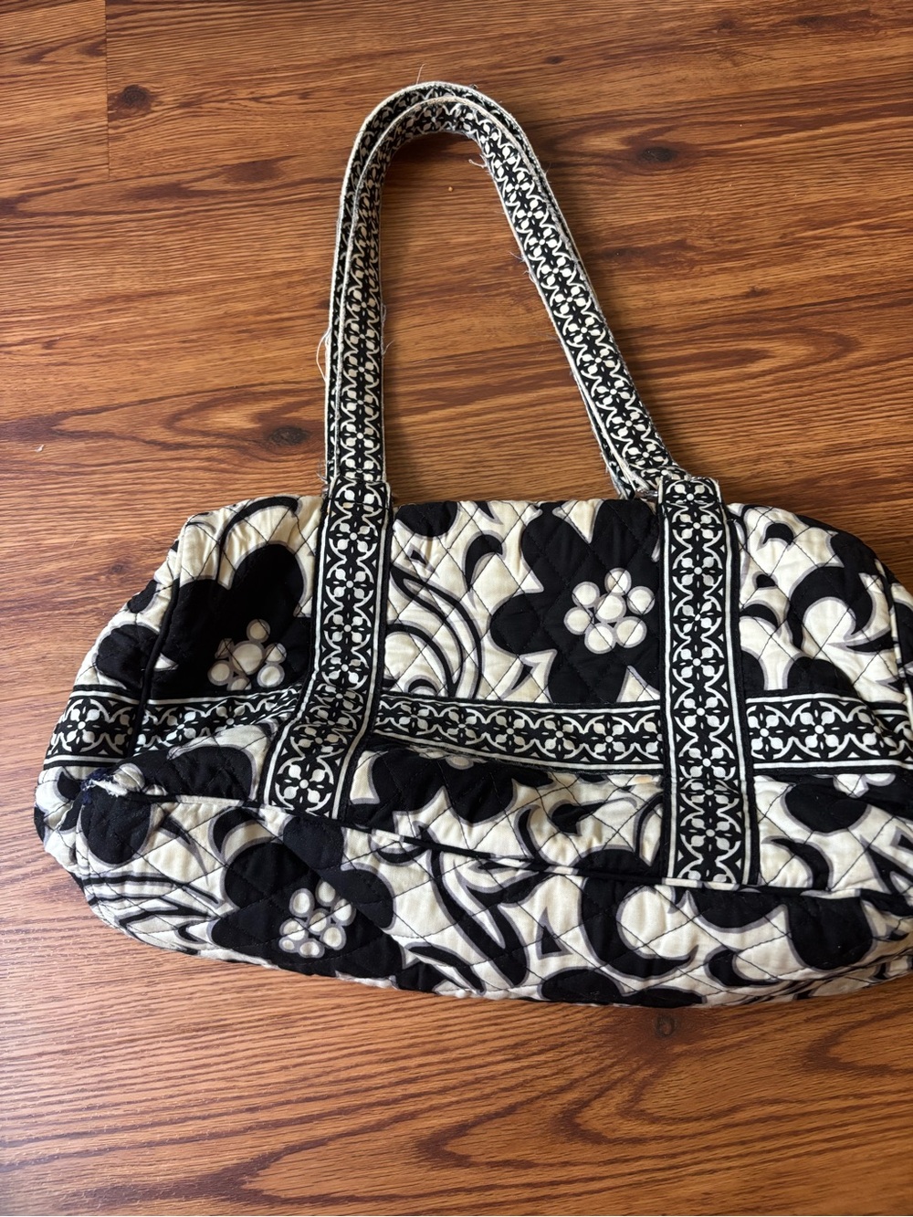 Vera Bradley Quilted Black & White Floral Tote Bag